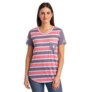 6 for $20 Reb In J 220 Patriotic Short Sleeve Top Size S